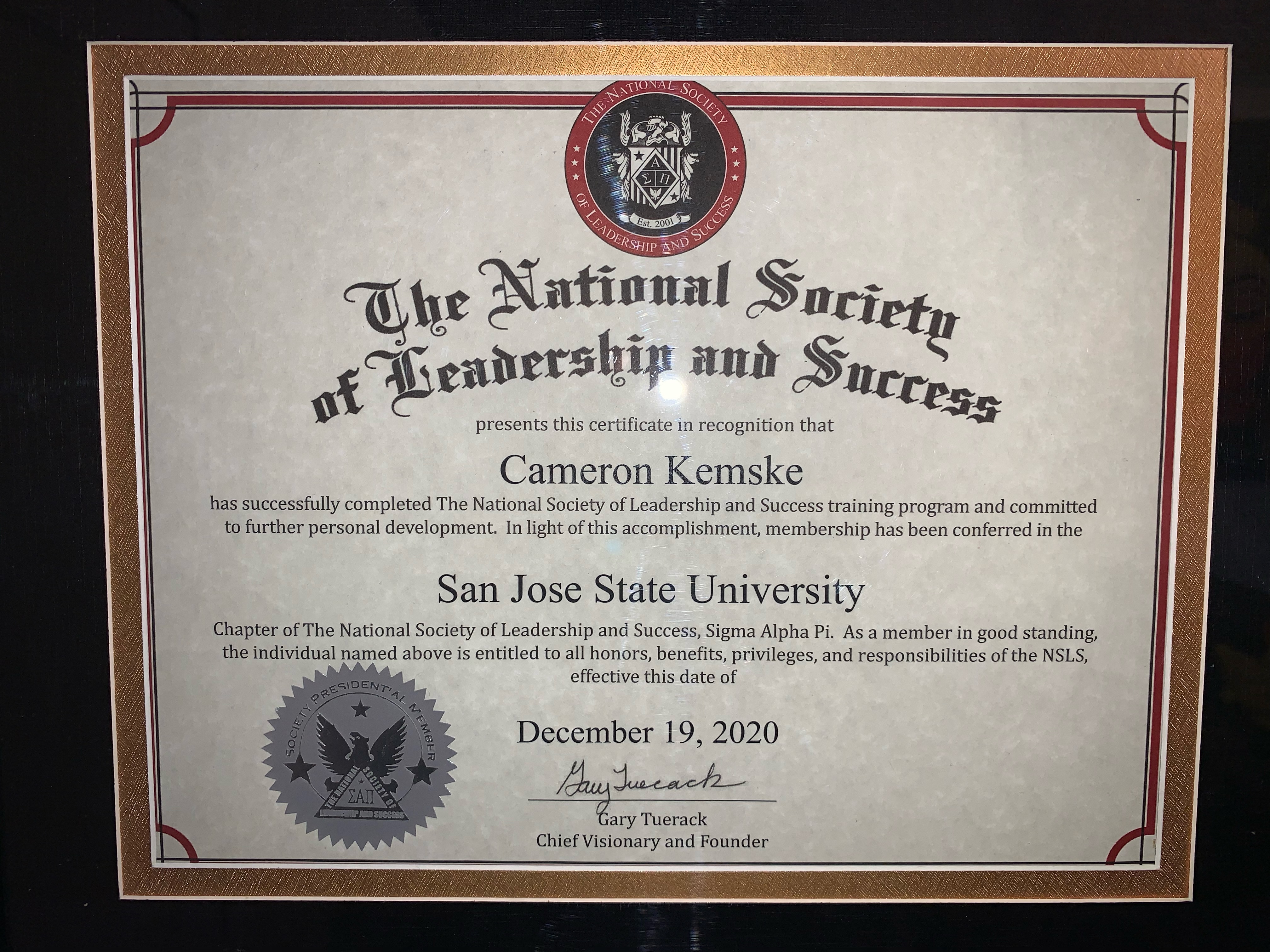 NSLS Certificate